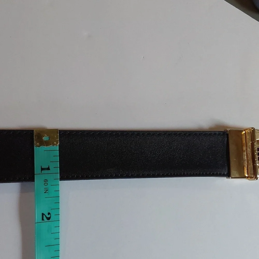 Vintage Luxury Men's Black/ Brown Reversible Leather Belt Gold /Silver Buckle Lg